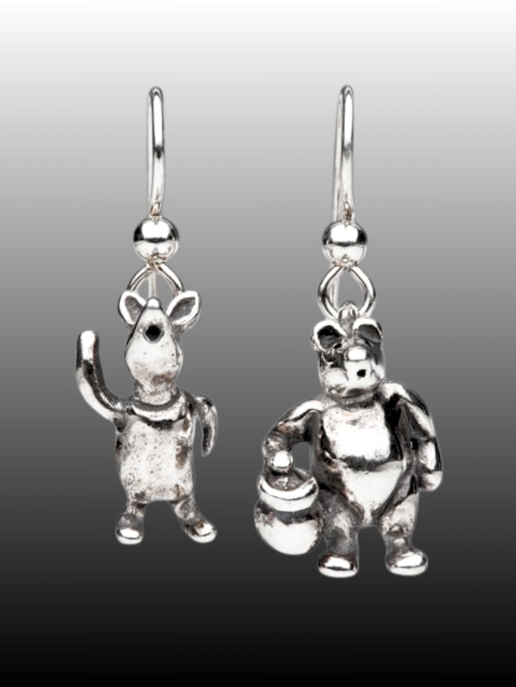 Classic Winnie the Pooh - Pooh and Piglet Earrings - Sterling Silver