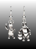 Classic Winnie the Pooh - Pooh and Piglet Earrings - Sterling Silver