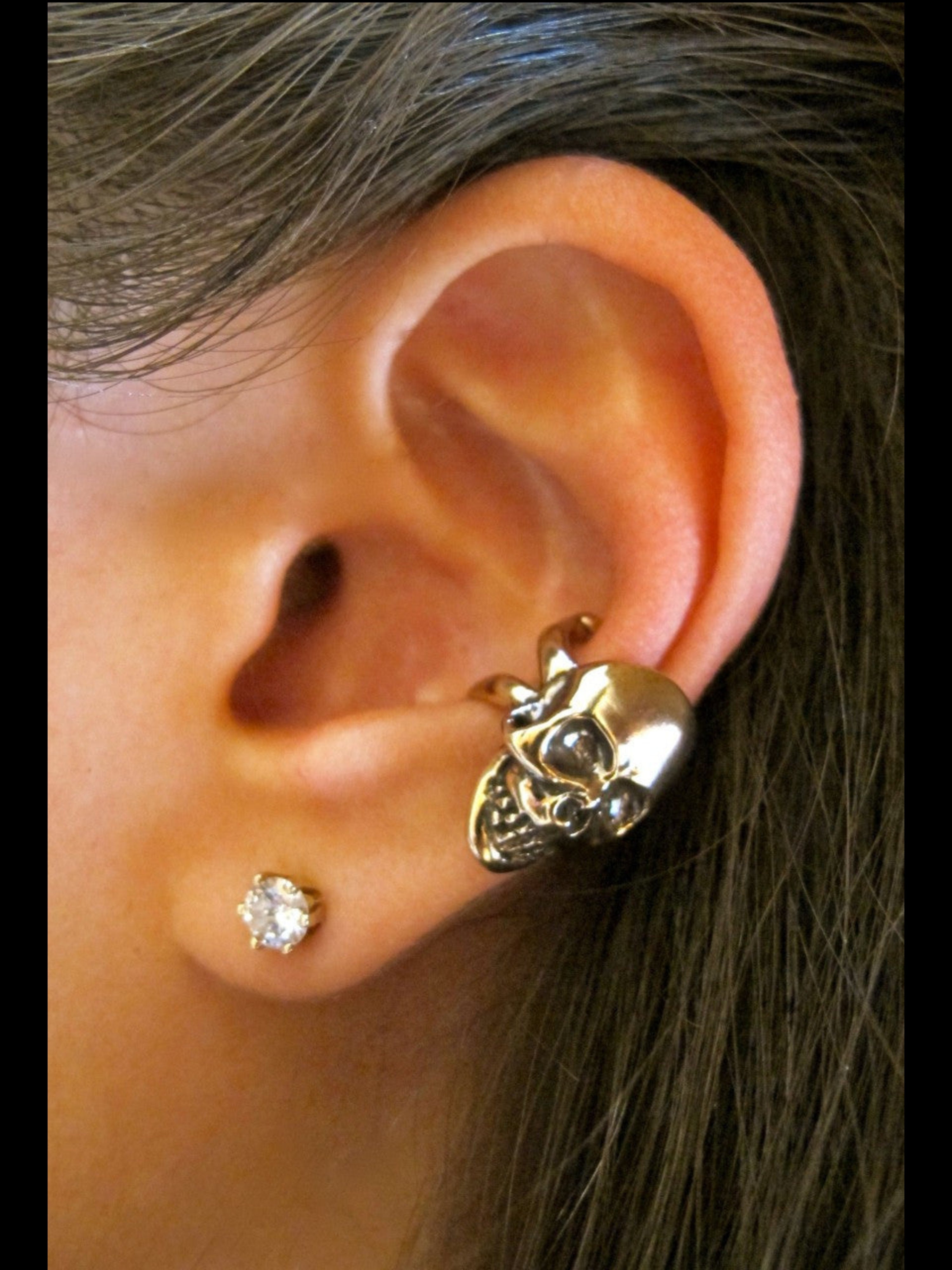 Skull Ear Cuff - Bronze