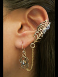 Web and Chained Spider Ear Cuff Bajoran - Bronze