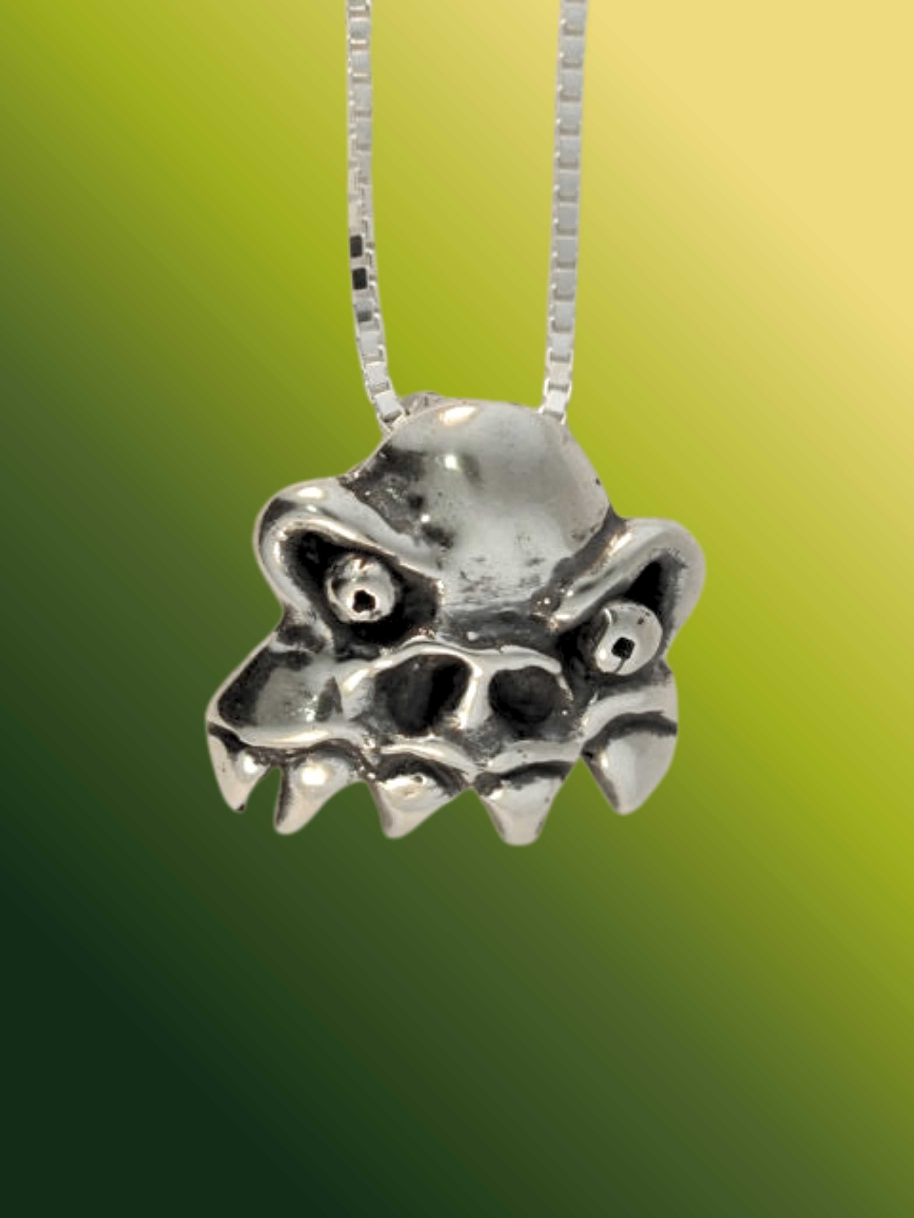 Monster Skull Pendant - Sterling Silver