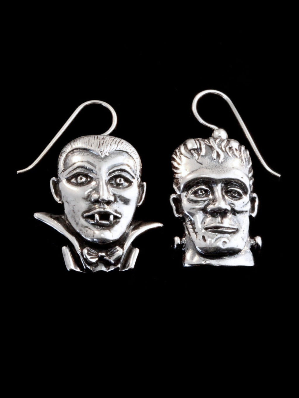 Frankenstein and Dracula Earrings - Sterling Silver