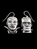 Frankenstein and Dracula Earrings - Sterling Silver