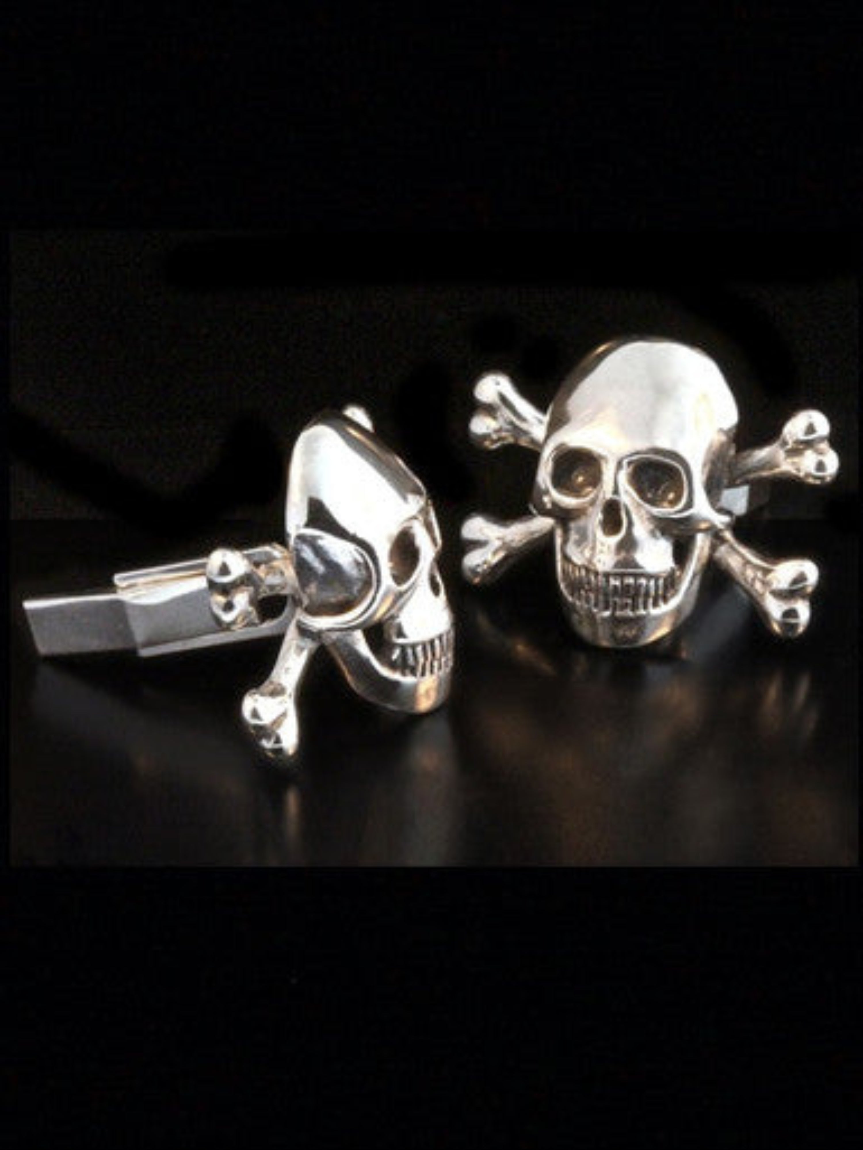 Large Skull and Crossbones Cufflinks - Sterling Silver