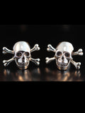 Large Skull and Crossbones Cufflinks - Sterling Silver