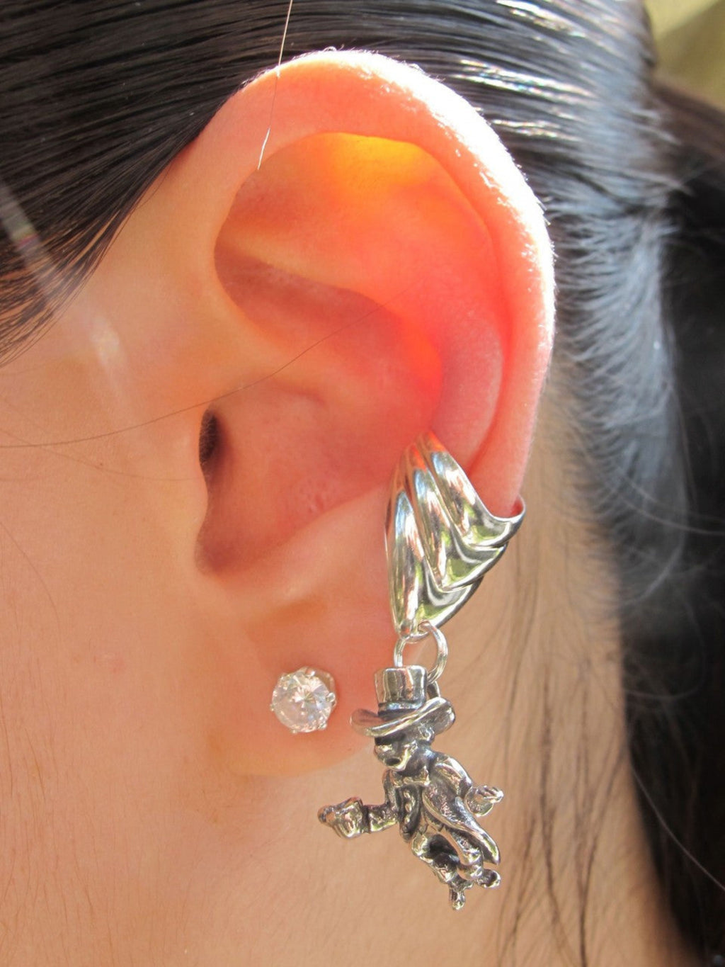 Mad Hatter Ear Cuff Chevron - Sterling Silver