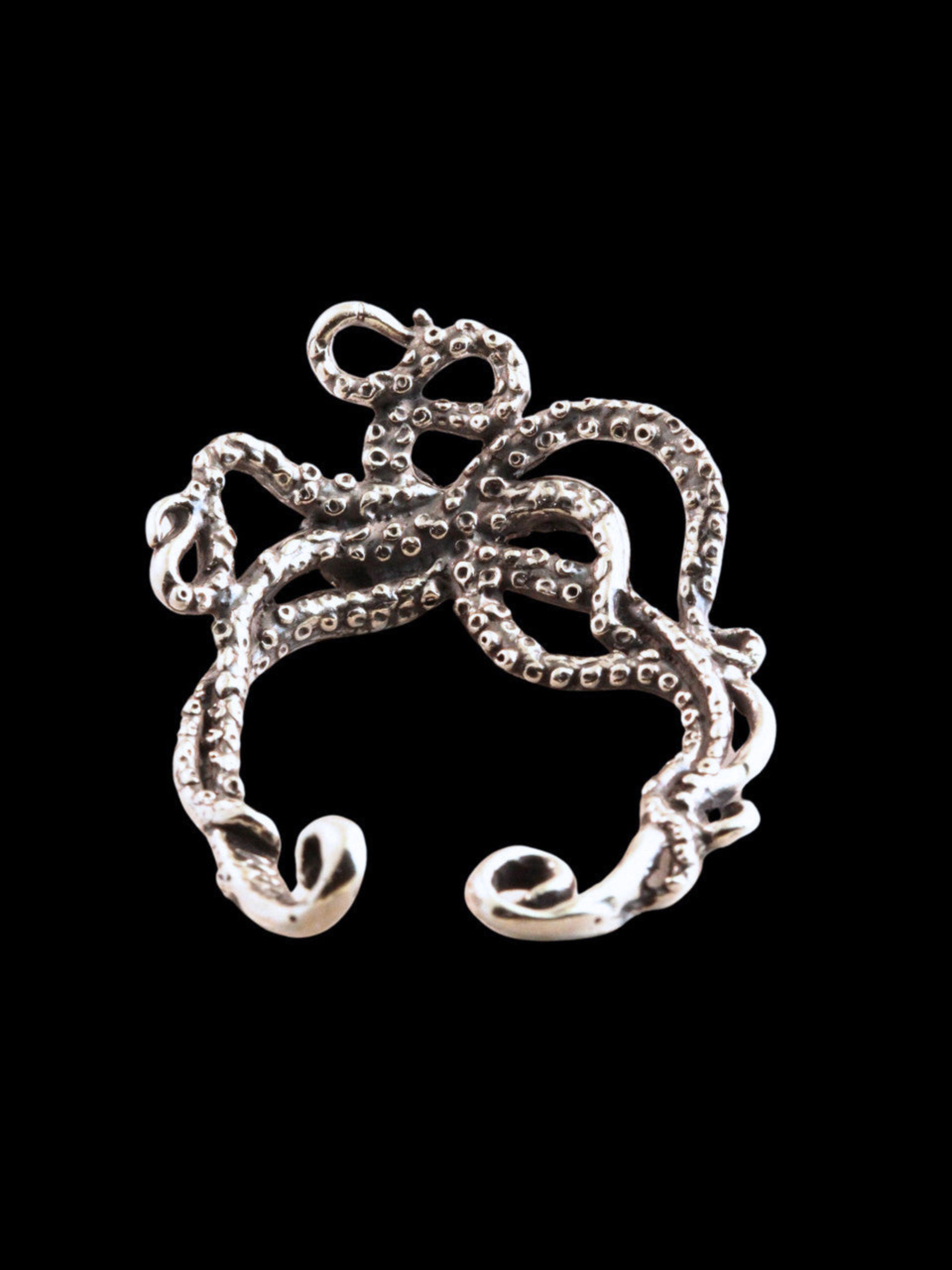 Octopus Ear Hoop - Sterling Silver