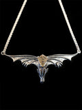 Gothic Dragon Neckpiece with Rutilated Quartz - Sterling Silver