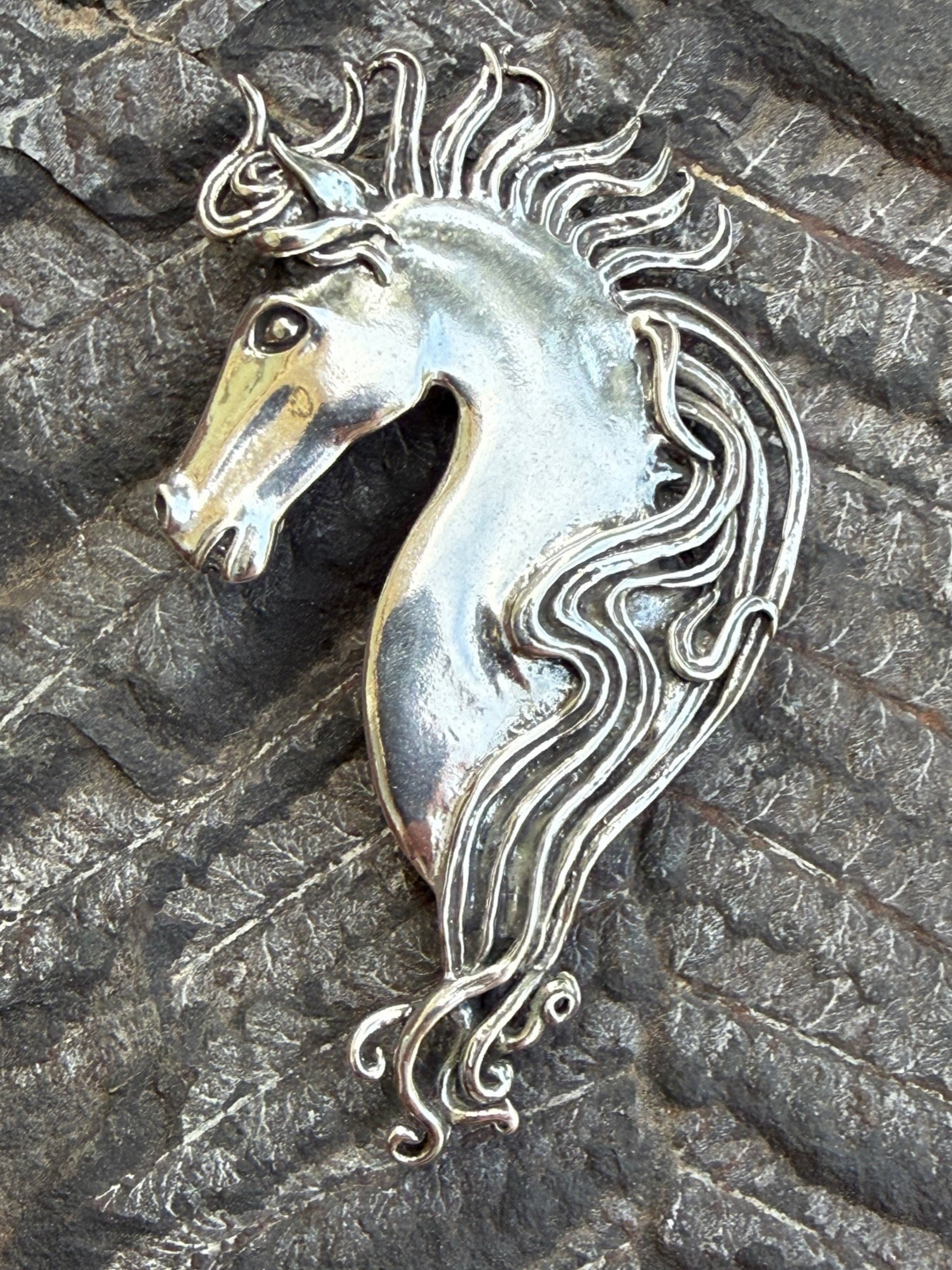 Large Spirit Horse Pin - Sterling Silver