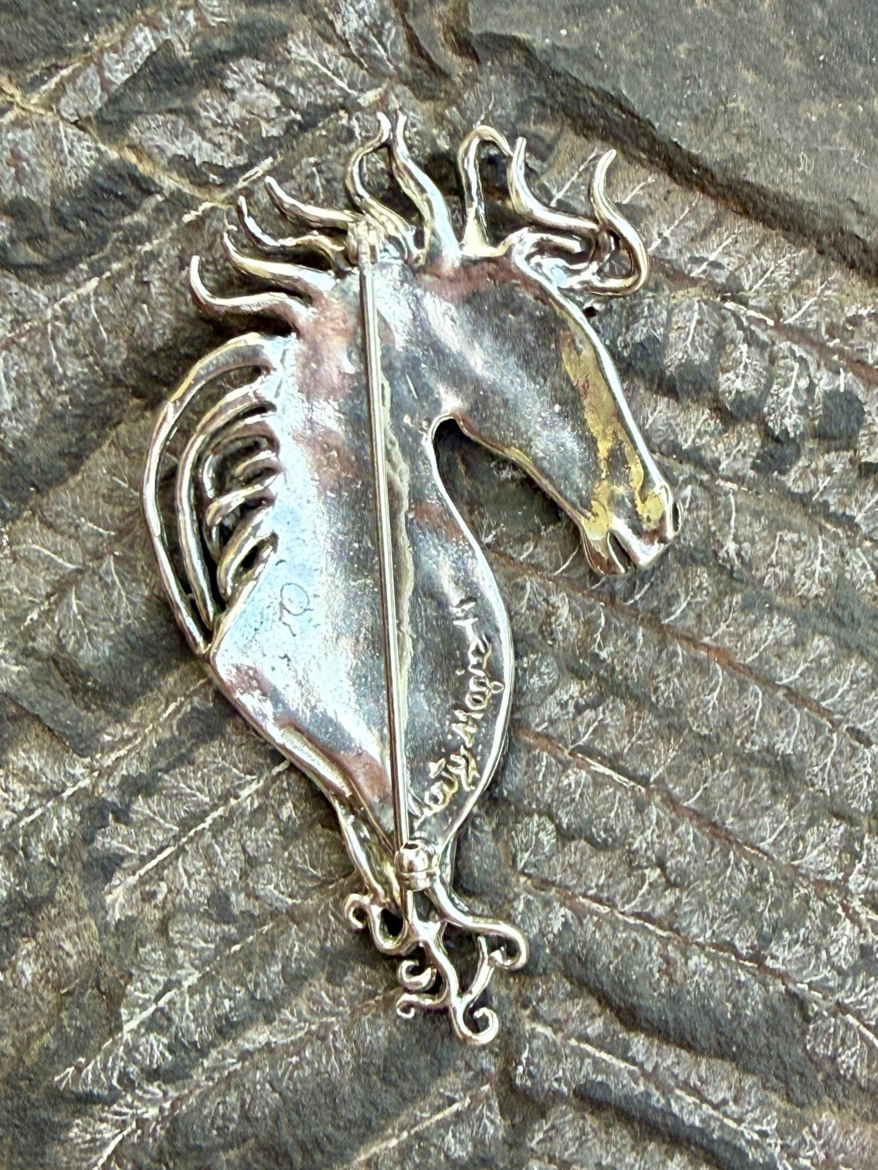 Large Spirit Horse Pin - Sterling Silver