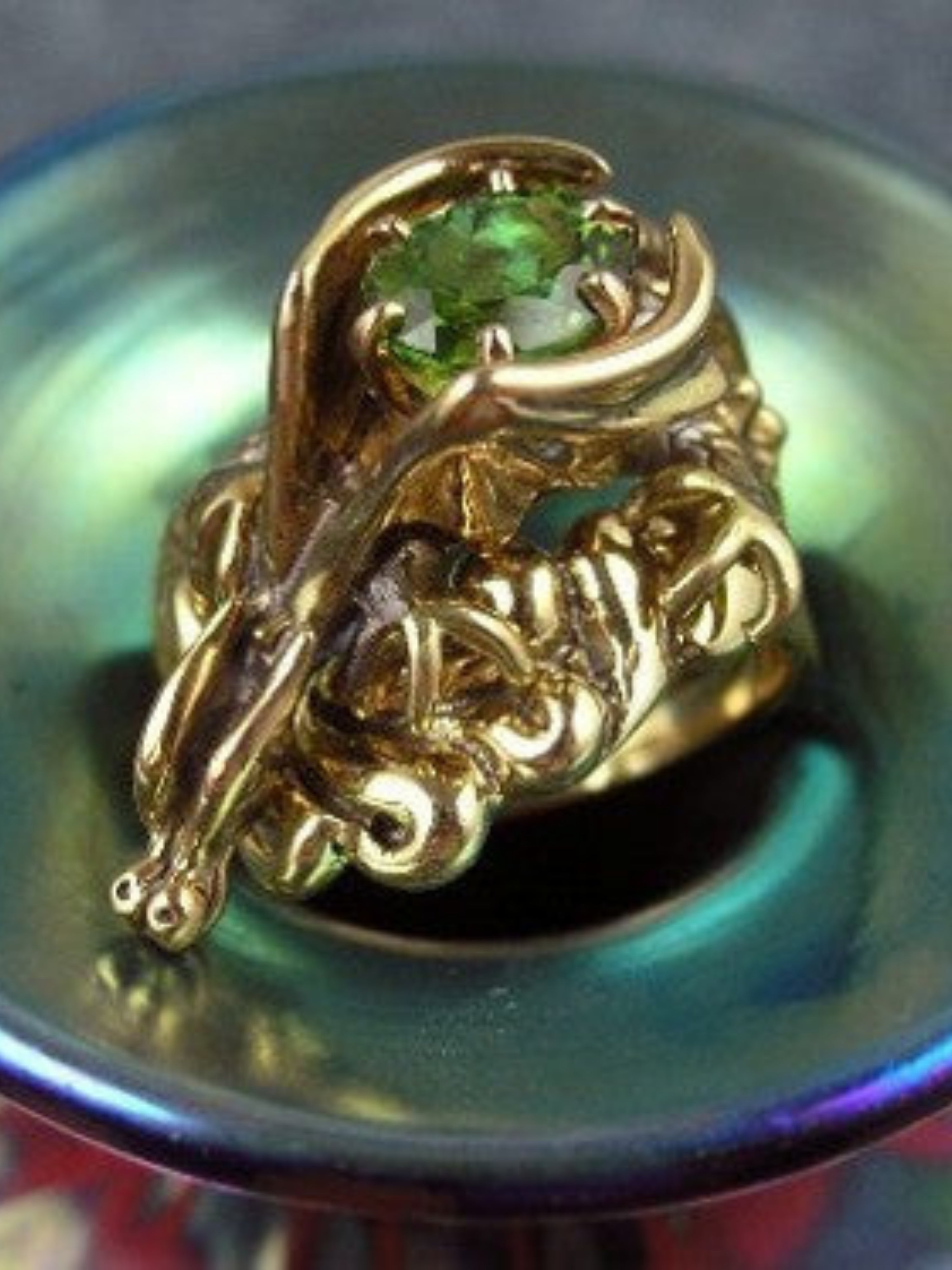 Cloud Dragon Ring - 14K Gold with Gemstone
