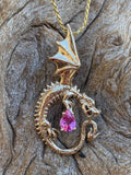 Oracle Dragon with Pink Sapphire - 14K Gold