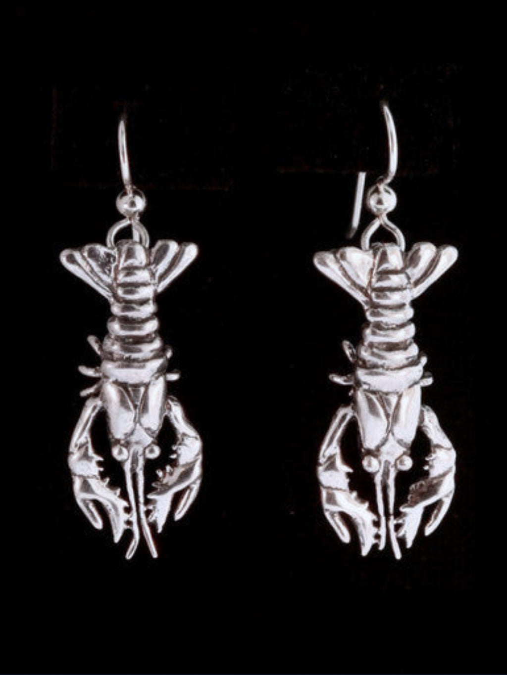Crawfish Lobster Earrings - Open Claw Code Mascot - Sterling Silver