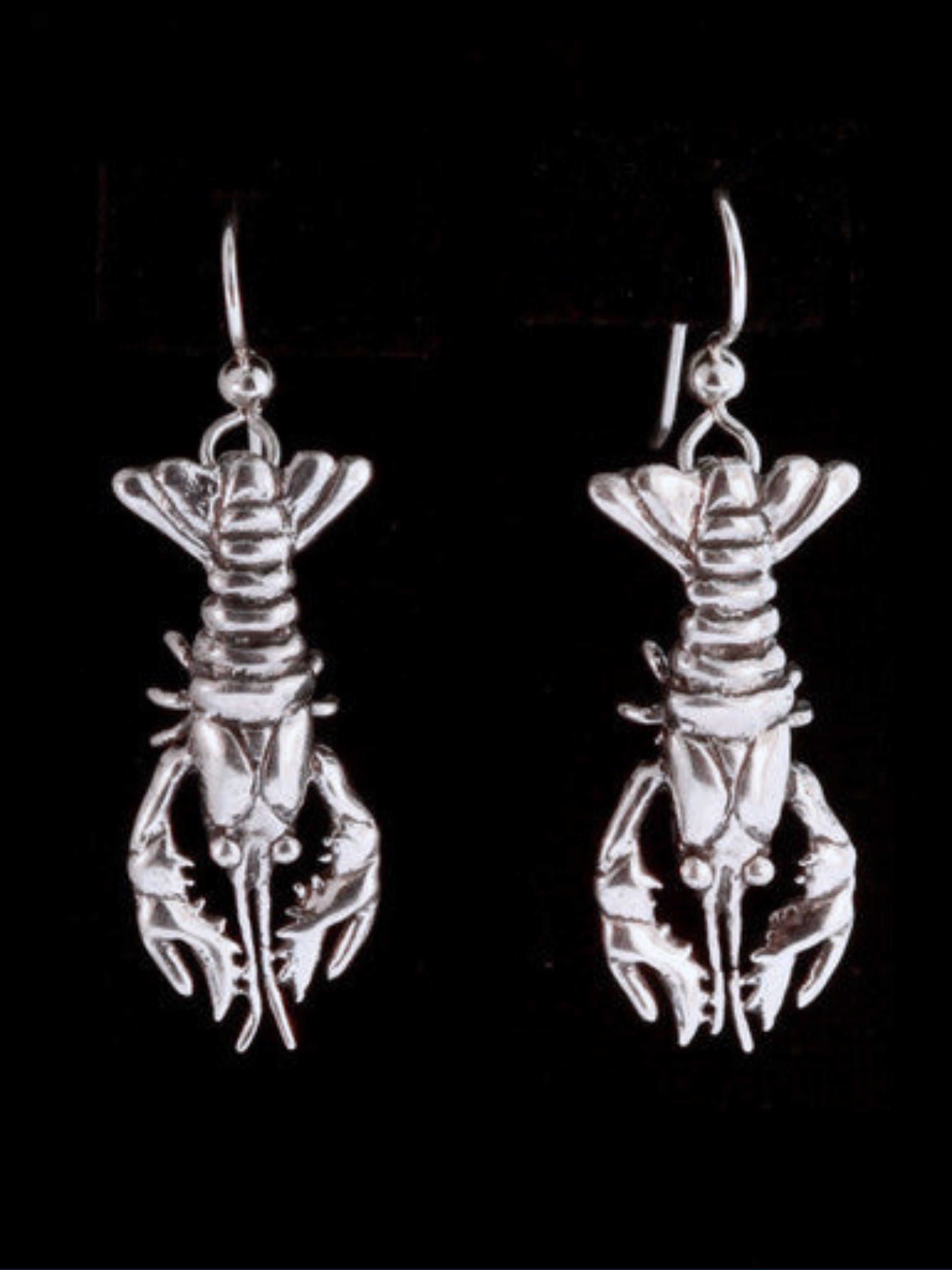 Crawfish Lobster Earrings - Open Claw Code Mascot - Sterling Silver