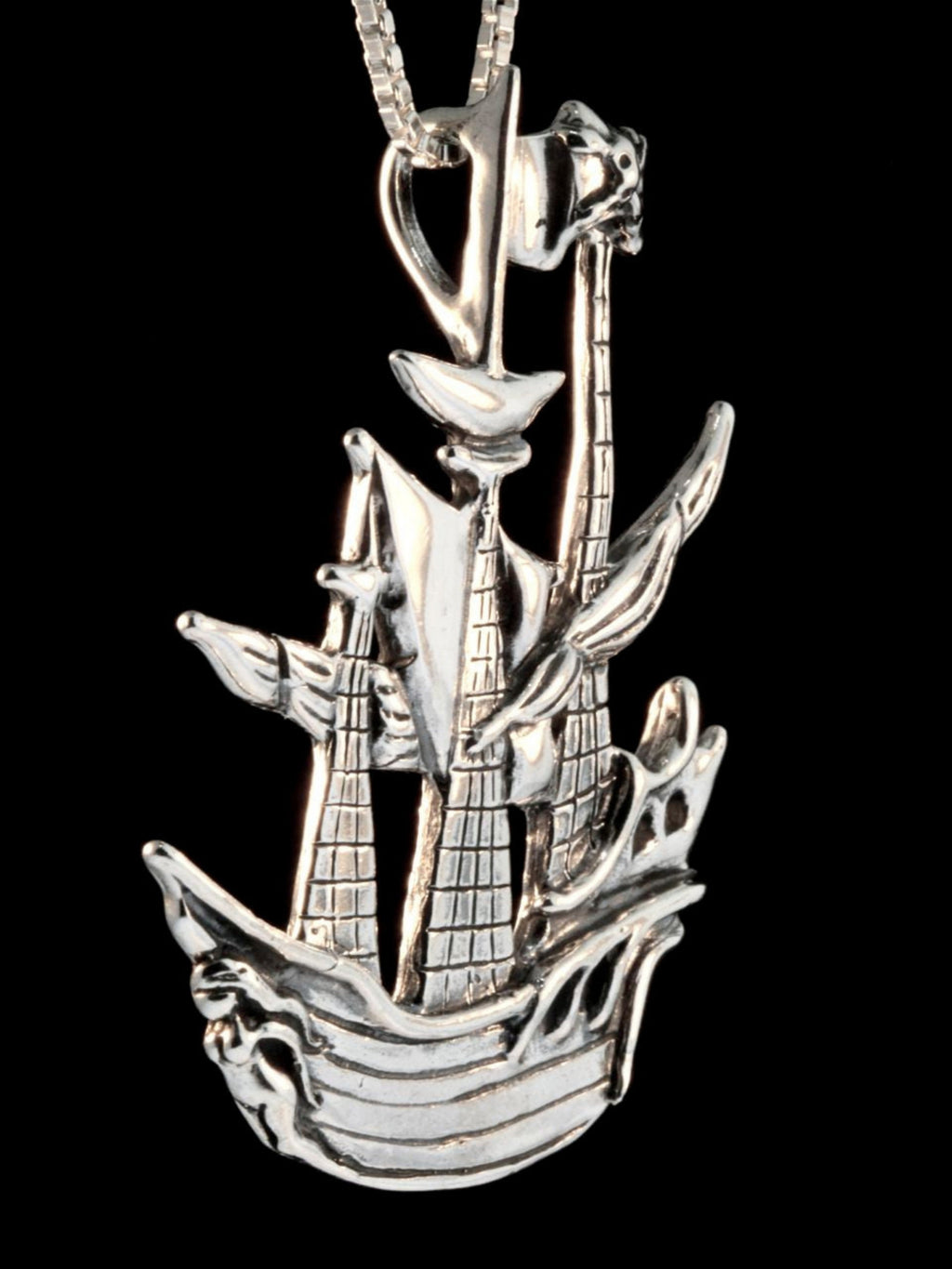Pirate Ship Pendant - Sterling Silver