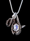 Venus Flytrap Pendant with Moonstone - Sterling Silver