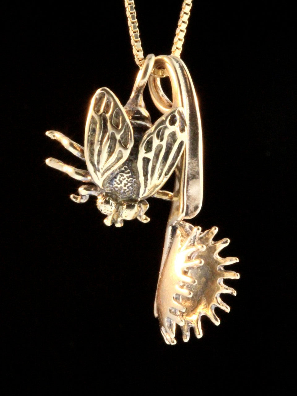 Fly and Venus Flytrap Charm Combination -14k Gold