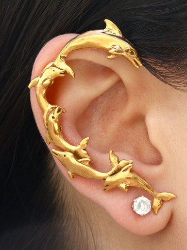 Dolphin Ear Wrap - Solid 14k Gold Vermeil