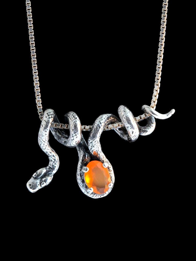 Vine Snake with Mexican Fire Opal