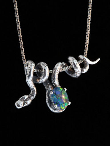 Vine Snake with Australian Opal Triplet - Sterling Silver