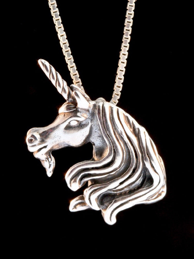 Vintage Unicorn Head Charm - Silver