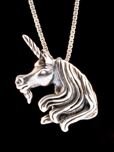 Vintage Unicorn Head Charm - Sterling Silver