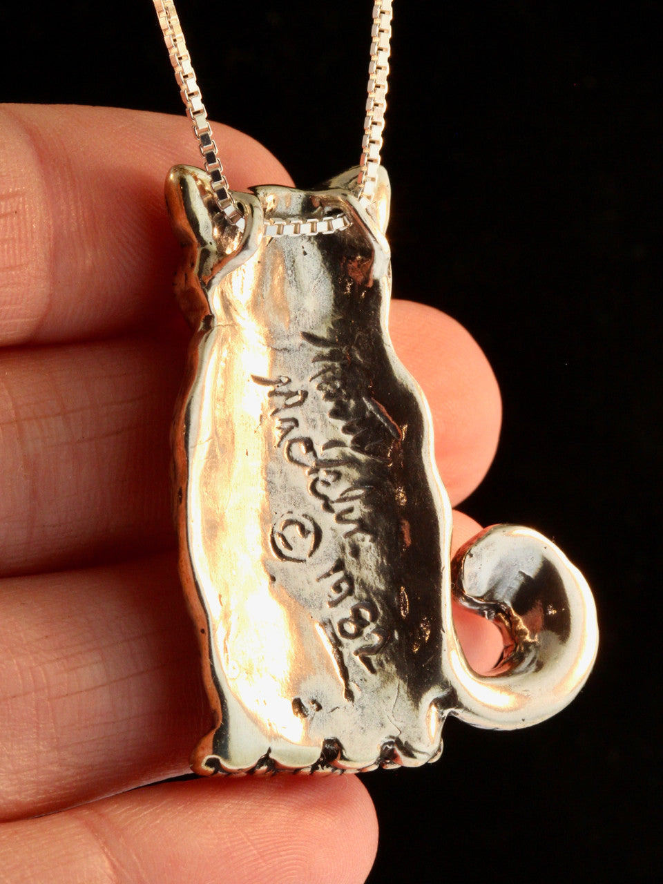 Large Cat Pendant - Silver