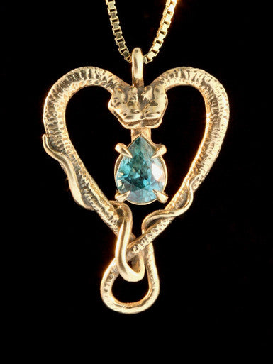 Viper Valentine with Blue Zircon - 14k Gold