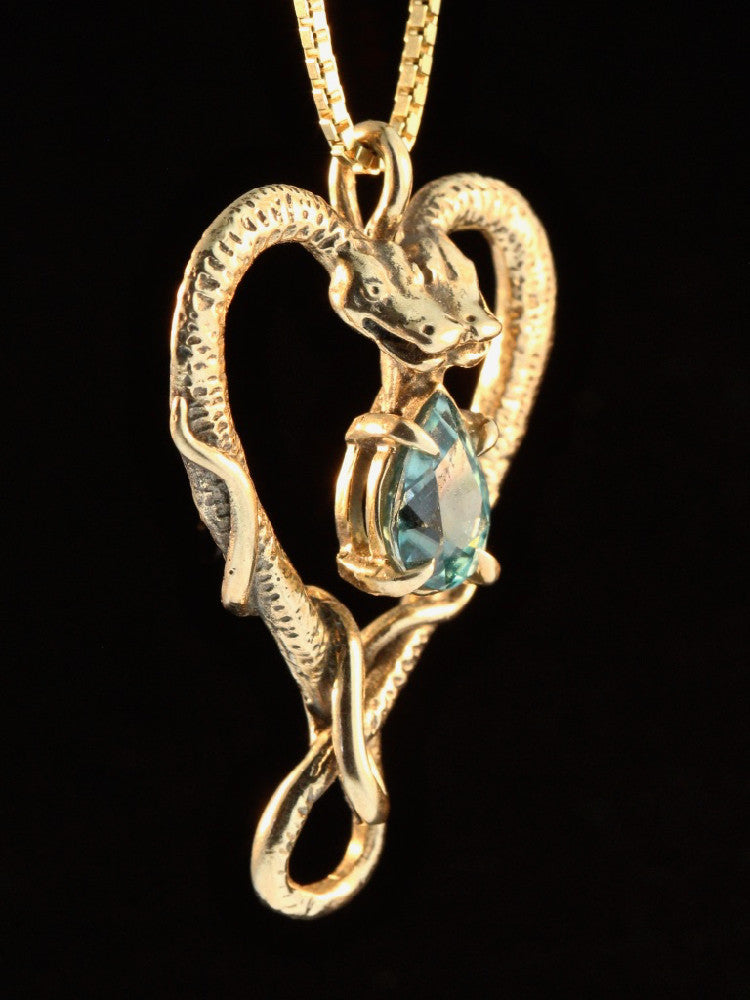 Viper Valentine with Blue Zircon in 14k Gold