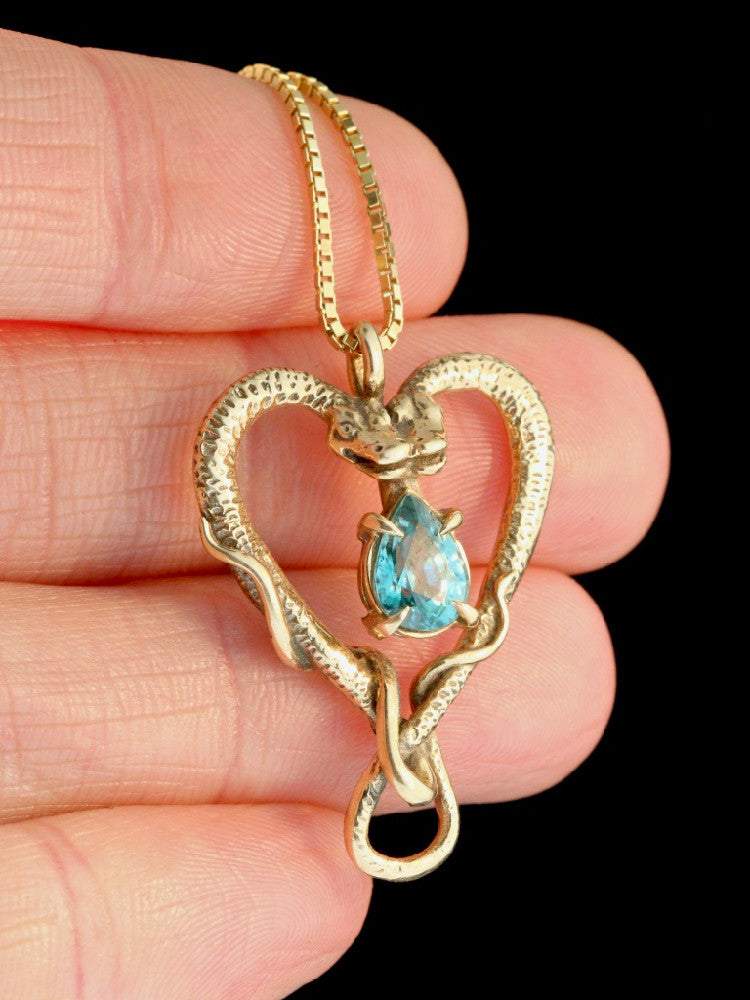 Viper Valentine with Blue Zircon in 14k Gold