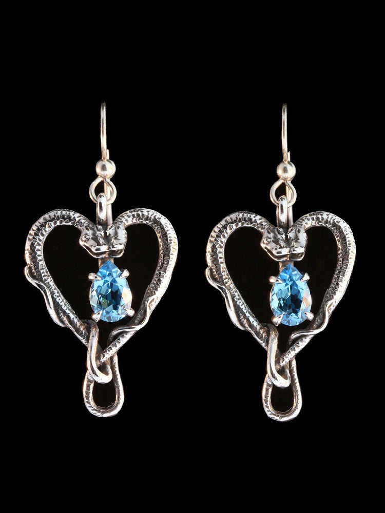 Viper Valentine earrings with Blue Topaz