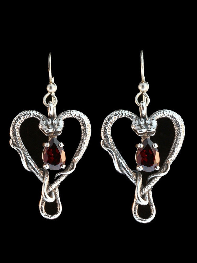 Viper Valentine earrings with Mozambique Garnets