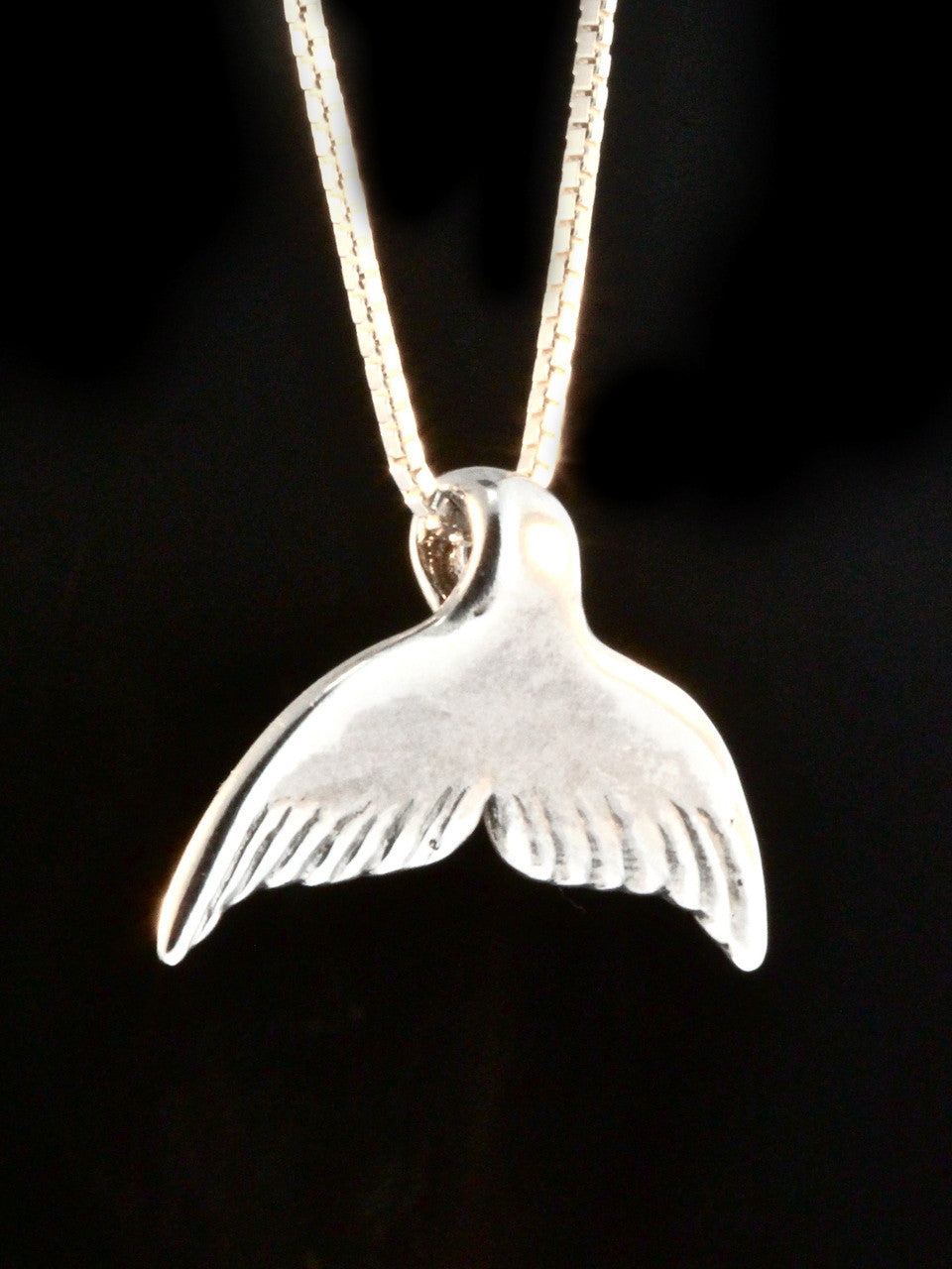 Whale Tail Charm Pendant - Sterling Silver