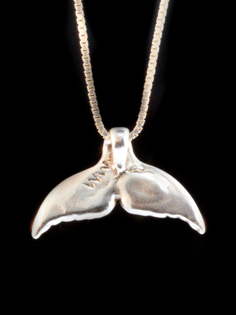 Whale Tail Charm Pendant - Sterling Silver