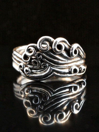 Wave Crest Ring Set - Two Parts - Sterling Silver