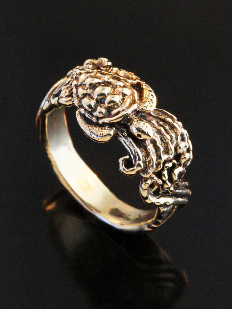 Wave Rider Sea Turtle Ring - 14K Gold