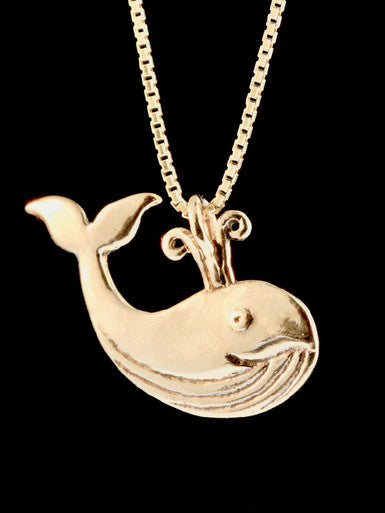 Spouting Whale Charm - Gold
