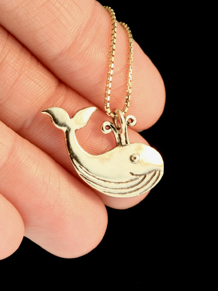 Spouting Whale Charm 14K Gold
