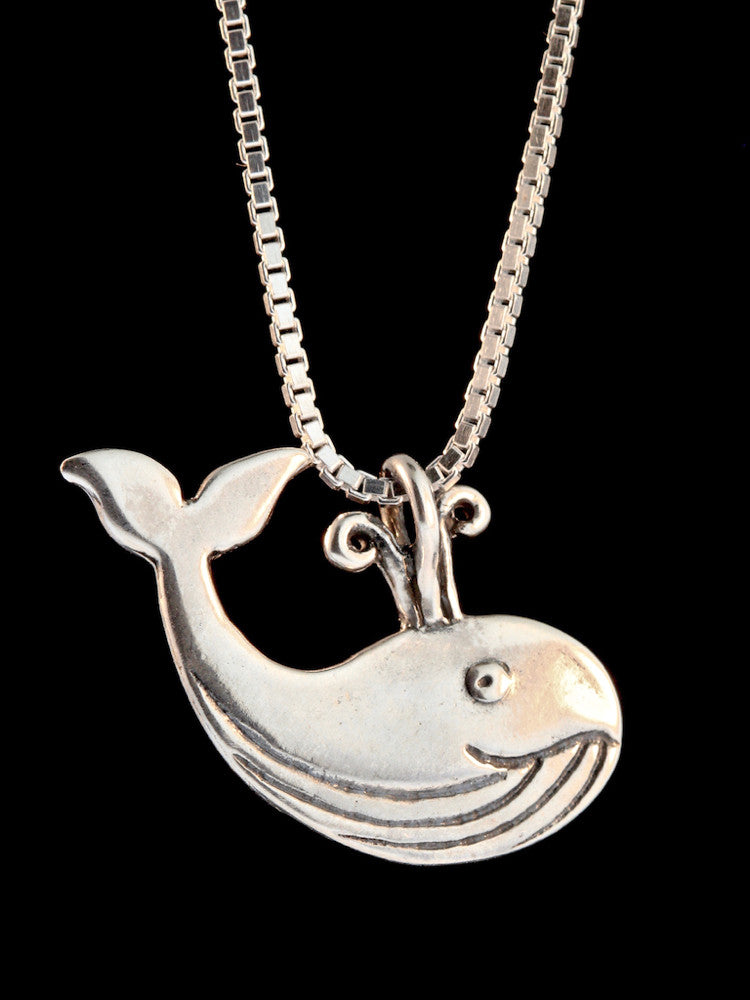 Spouting Whale Charm in Silver