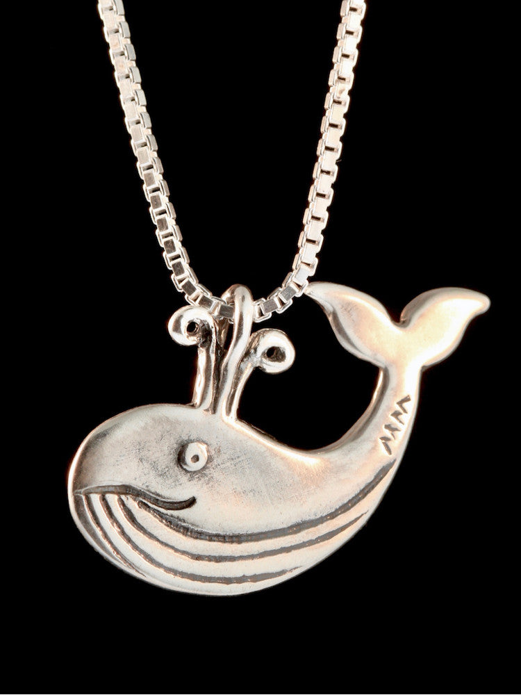 Spouting Whale Charm in Silver