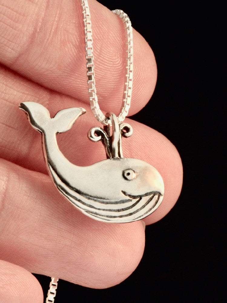 Spouting Whale Charm in Silver