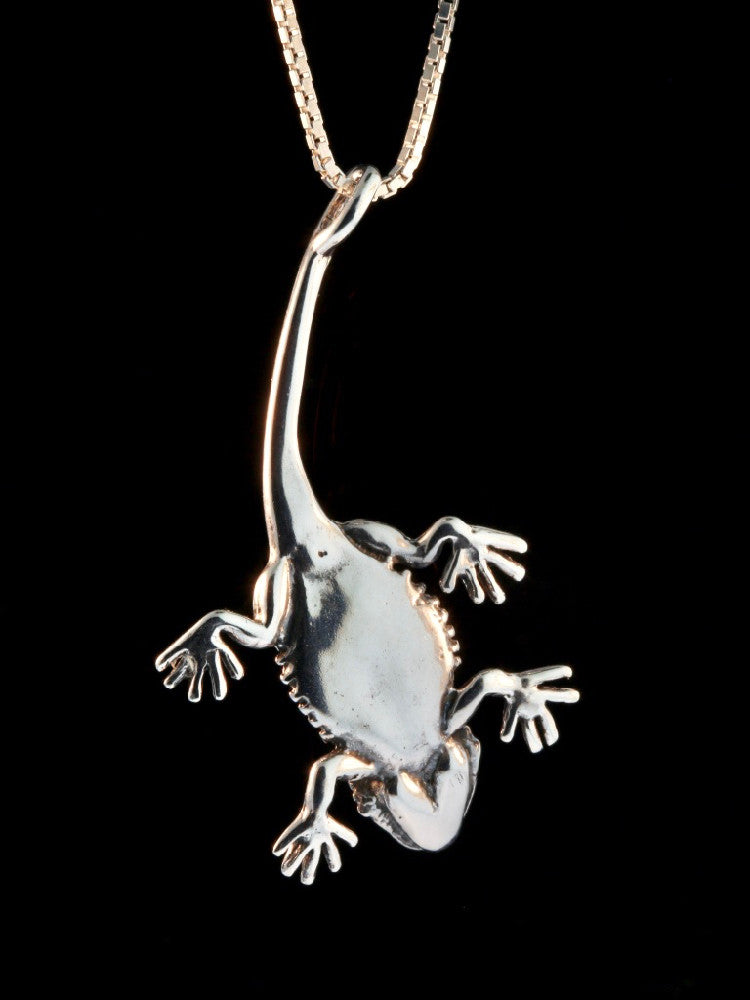 Winged Bearded Dragon Pendant in Silver