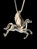 Vintage Pegasus Horse Charm - Sterling Silver