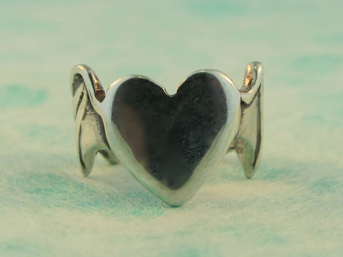 Bat Winged Heart Ear Cuff - Sterling Silver