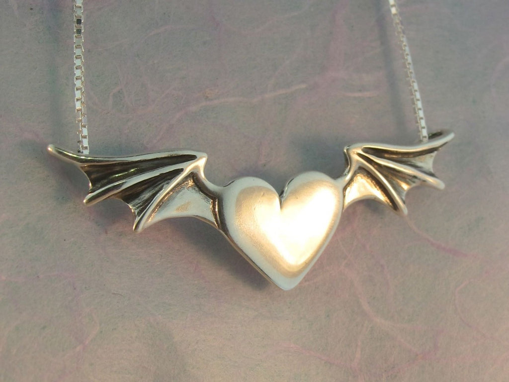 Bat Winged Heart - Sterling silver