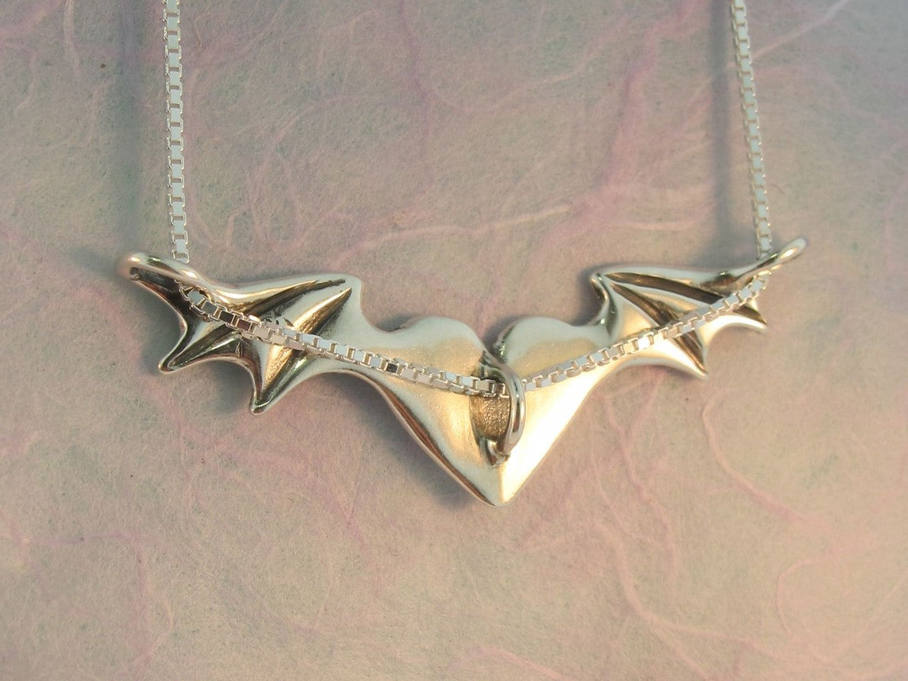 Bat Winged Heart - Sterling silver