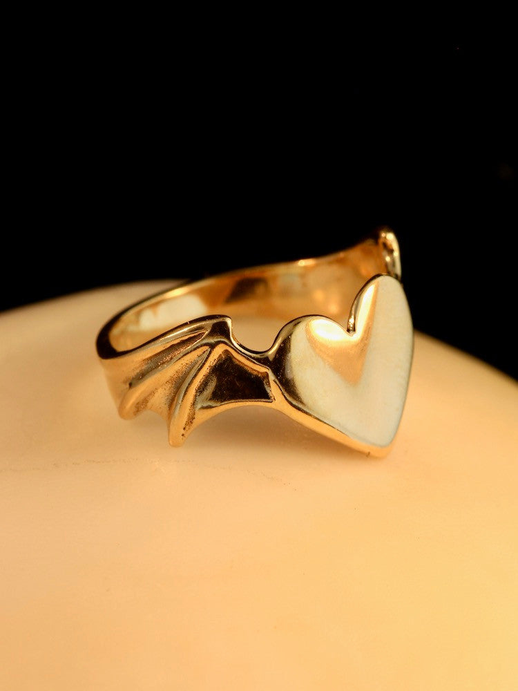 Winged Heart Ring - 14K Gold