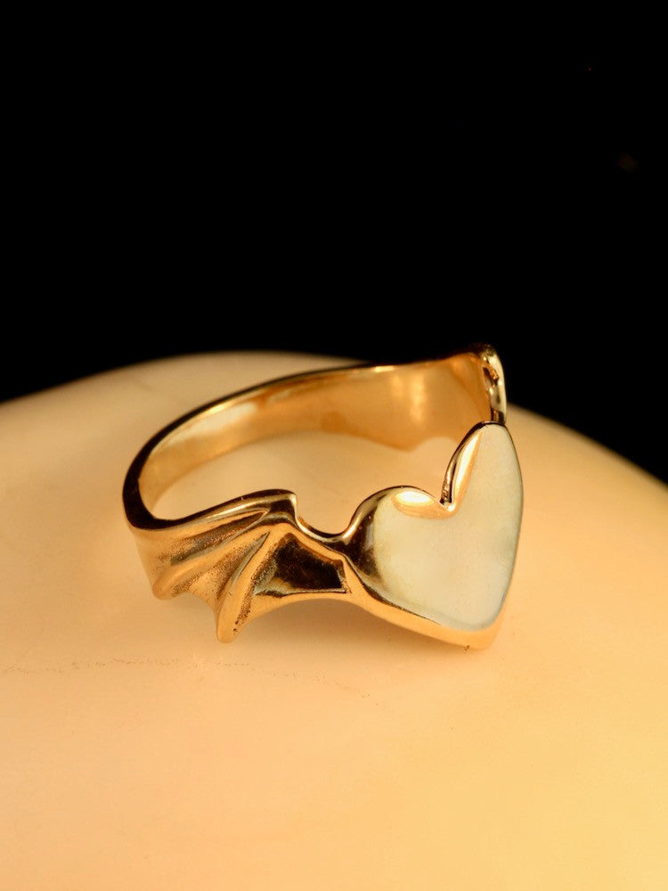 Winged Heart Ring - 14K Gold