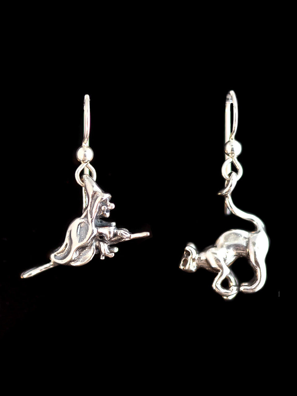 Witch and Cat Earring Set - Sterling Silver