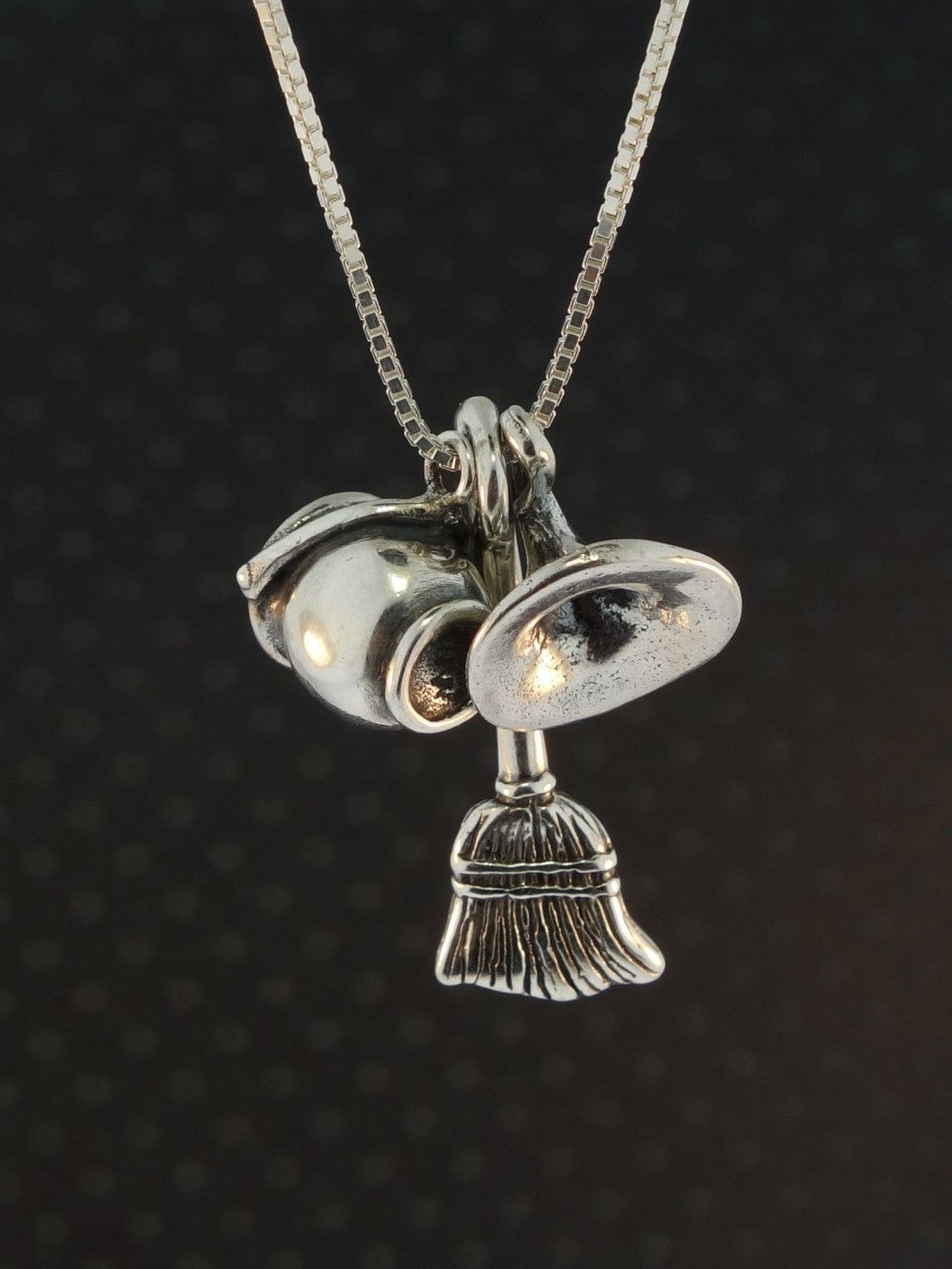 Witch's Hat Broom Stick and Cauldron Charms